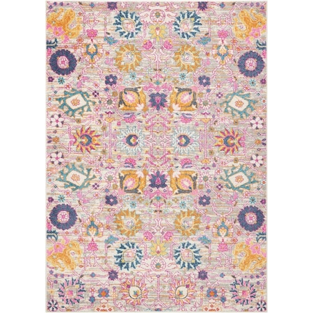 Homeroots 5 x 7 ft. Gray & Pink Distressed Area Rug 385301